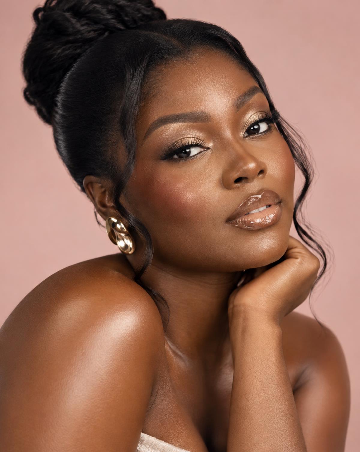 Soft glam makeup with champagne gold eyeshadow